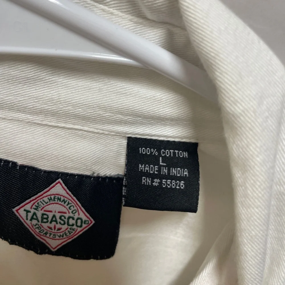 Tabasco White Long Sleeve Embroidered New Button Front Cotton Large Shirt - Picture 4 of 8